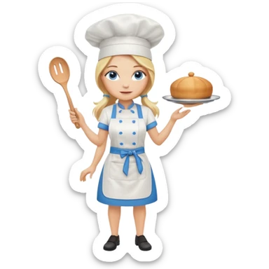 Full body 
Sexy Long Blonde hair blue eyed female chef sticker