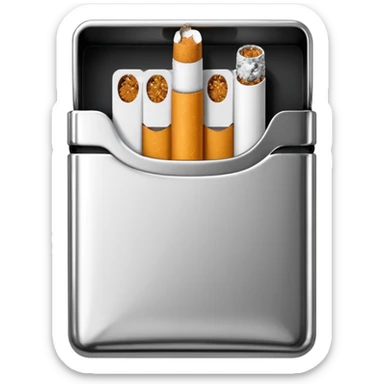 Minimalistic cigarette pack emoji, metallic black and white sticker