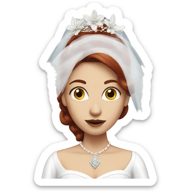 dark red hair white woman dressed as a bride sticker