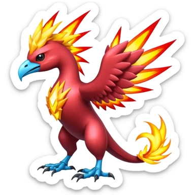 Technological Zippy Zappy Flaming Elemental Legendary Zapdos-Mandibuzz-Yveltal-Porygon-fusion (full body) sticker