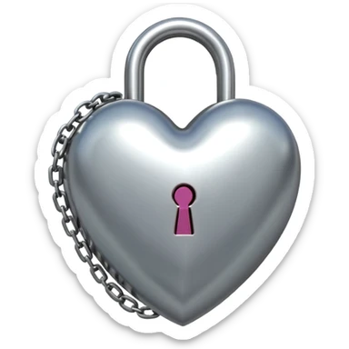 Metallic Shiny Alloy Glossy Silvery Heart with chains and a lock sticker