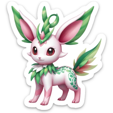 Shiny Exotic Cute Adorable Majestic Ethereal Sparkly Flygon-Sylveon-Leafeon-Shaymin-Hybrid-Creature with white pattern-markings sticker