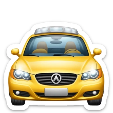 car with high beam headlights on, light rays visible sticker