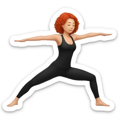  woman with red hair doing yoga in black clothes sticker