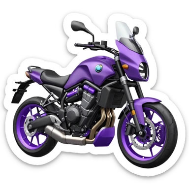 Créer un emoji copiable sur mon système iOS avec une moto mt07 noir mate / violet plus foncé que tu as et iridescent. le style de la mt07 doit être en roadster. sticker