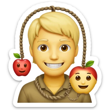 😔 with noose around neck. Apple themed emoji with regular yellowish skin(not completely yellow) only head sticker