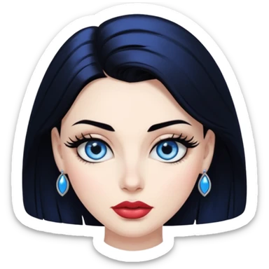 Naked lady with blue yes black hair and big Breast big glossy lips black eyelashes bold brows sticker