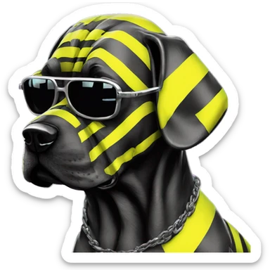 .Zombie_ Vaporwave black holographic oilslick zombie dog yellow caution tape graffiti yellow black stripes sticker