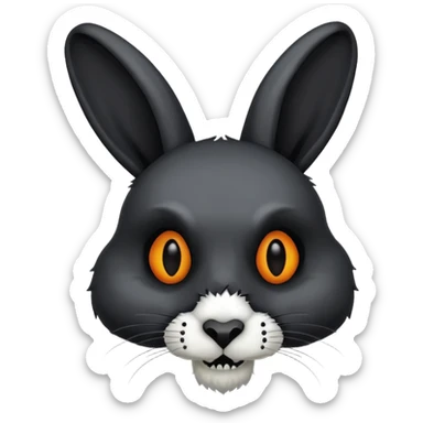tête de lapin squelette noire de 3/4 profil sticker