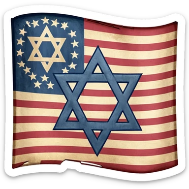 United States flag with a swastika symbol and star of david symbol on the flag sticker