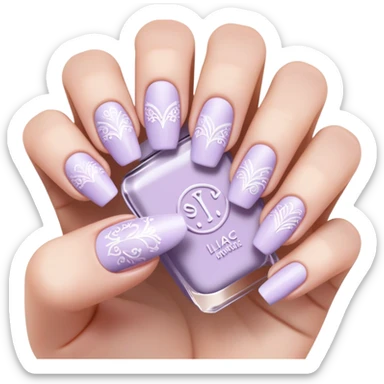lilac pastel manicure with nail art designs sticker