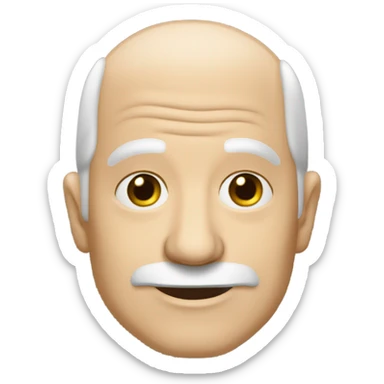 white old man with lots of wrinkles a bald head but with grey sideburns and beard sticker
