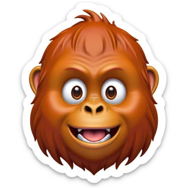 Cinematic Comical Orangutan Portrait Emoji, Head tilted dramatically with an exaggeratedly shocked expression, featuring a robust, animated face with wide, comically expressive eyes full of humorous disbelief, Simplified yet hilariously expressive features, highly detailed, glowing with a slightly sassy glow, high shine, dramatic yet playful, stylized with an air of quirky jungle attitude, soft glowing outline, capturing the essence of a meme-worthy orangutan that looks ready to side-eye its way into viral fame! sticker