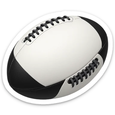 a white rugby ball with black stitching sticker