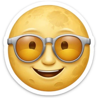 a smiling moon with sunglasses sticker