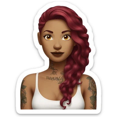 Tattooed woman with long burgundy hair sticker