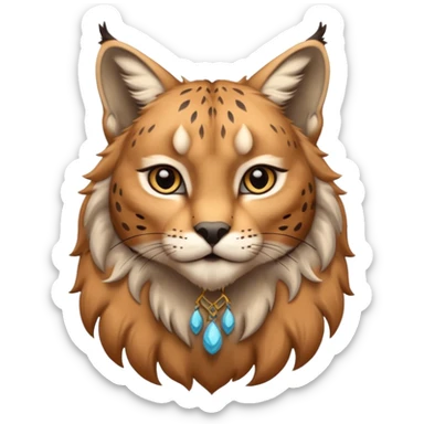 A high-resolution photo-realistic digital illustration of a majestic youg lynx, chest upward  sticker