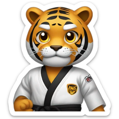 Tiger with evil face  jiu-jitsu black belt with his arms crossed sticker