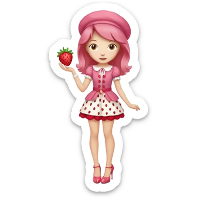 pretty and cute realistic modern day strawberry shortcake full body with high heels sticker