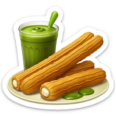 churros and matcha sauce sticker