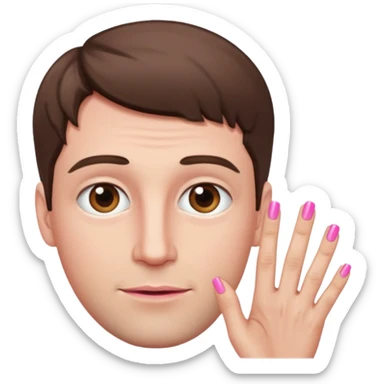 White man with short brown hair, long face, and pink nails like this 💅  sticker