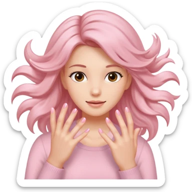 feminine hands with soft pink manicure running through hair close-up sticker