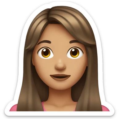Girl with long brown hair and curtain bangs  sticker