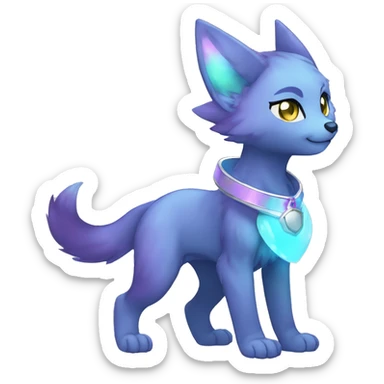 Shiny Anthro Sona Fakemon Nebula with a collar Full Body sticker