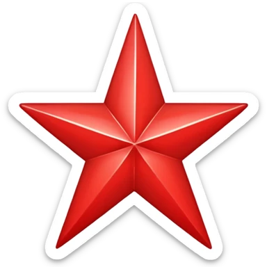 a twelve point star with slightly rounded borders, red sticker