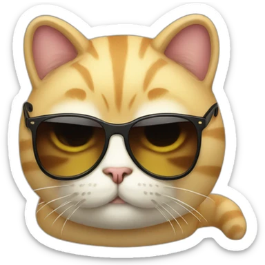 fat cat with sunglass full body  sticker