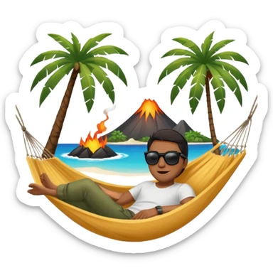 palm tree with hammock in Volcano Island sticker