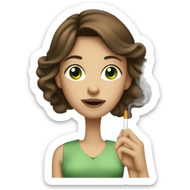 girl with green eyes and brown hair smoking a ciggarete  sticker