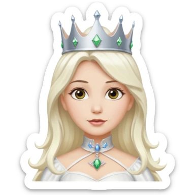 The Good Witch from The Land of Oz with long platinum blonde hair, white outfit and crown sticker