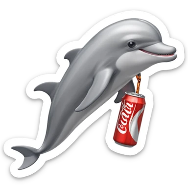 dolphin holding a Diet Coke can sticker