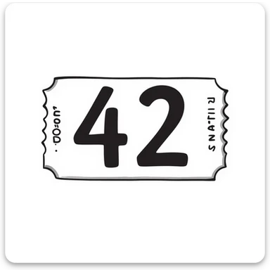 A raffle ticket with the number 42 clearly visible on it sticker