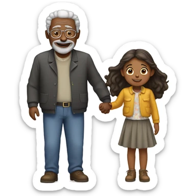 Grandad and granddaughter  sticker