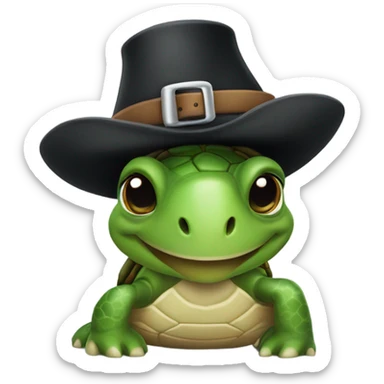 Turtle with a pilgrim hat sticker
