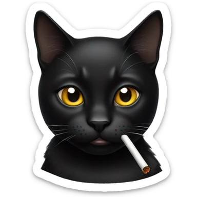 black cat with a cigarette  sticker