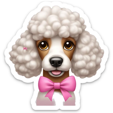 A poodle with a pink bow on its head sticker
