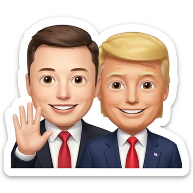 Elon musk waving with Donald Trump  sticker