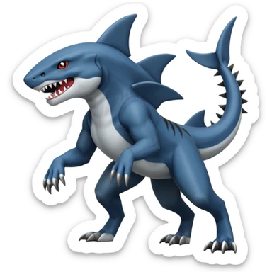 dark-deep-denim-greyish-steel-blue 4-legged digitigrade land-shark-landhai-vernid-sergal-sharpedo-Nargacuga-houndoom-hybrid-fusion-creature, full body sticker
