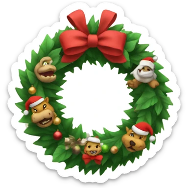 Christmas wreath with beige bowser  sticker