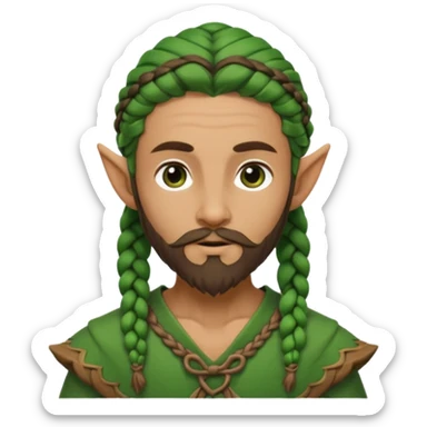Forest elf with braided beard and bow sticker