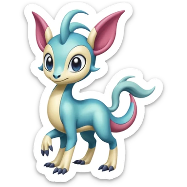 Shiny colorful glossy soft smooth silky adorable Meloetta-Sergal-Cresselia-Palkia-Stitch-Fakémon-creature-hybrid sticker