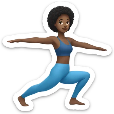 black haired girl doing yoga with blue crop top and blue pants sticker