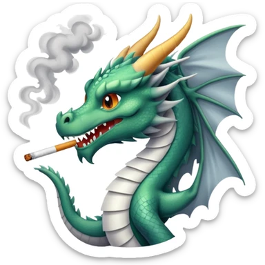 Dragon breathing out smoke from cigarette sticker