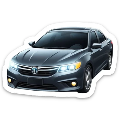 car driving on a highway at night with city lights sticker