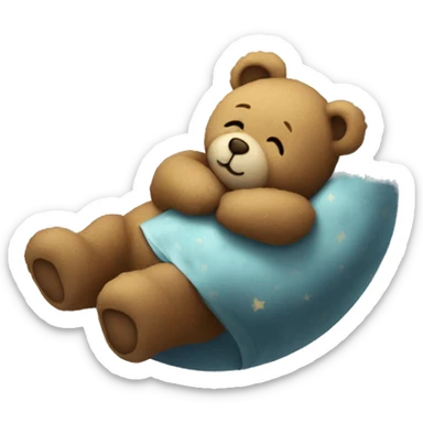 Teddy bear sleeping on the moon sticker