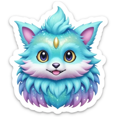 Pastel furry realistic nebula glittery Randomly-colored sparkly exotic Fakémon-creature sticker