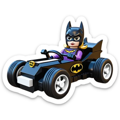 Hot wheels racing cartoons Lego BatGirl’s sixty’s tv show 1932 stealth retro cat burglar sporty petite off-road pursuit mobile cruiser car (reclined seating position) sticker